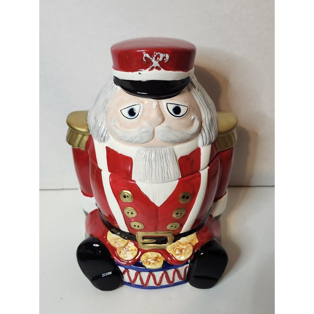 Gibson Housewares Nutcracker Cookie Jar Christmas Holiday Kitchen Decor 10.75"